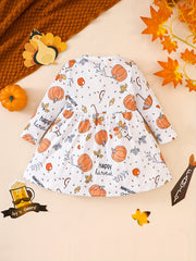 Baby Pumpkin Turkey Print Cut Dress