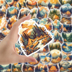 55pcs Adventure Camping Tent Stickers Rustic Nature Decals