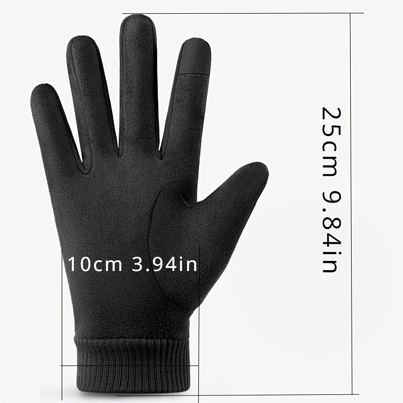 Men's Suede Winter Gloves Touch Screen Coldproof Driving Cycling Motorcycle