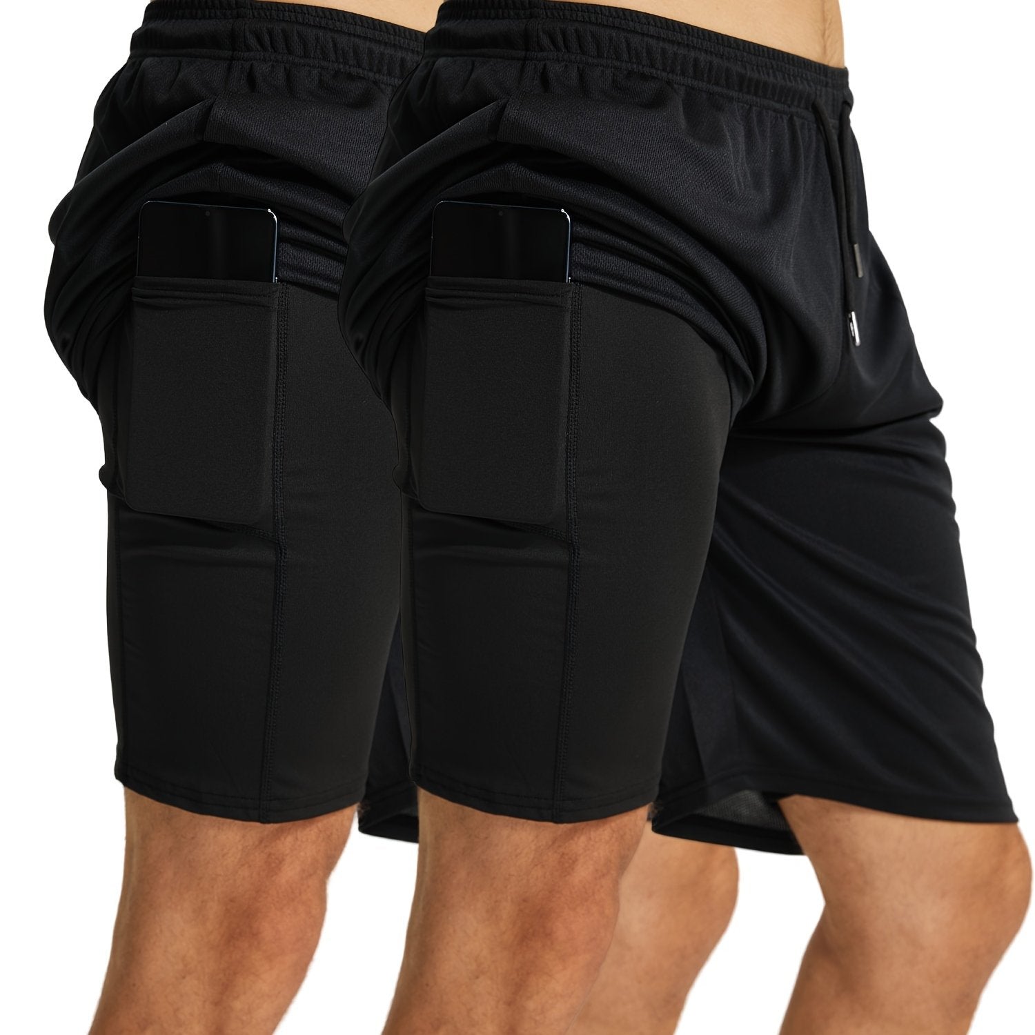 Men's 2 in 1 Quick-dry Sports Shorts with Pocket