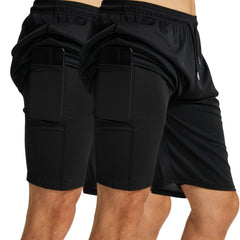 Men's 2 in 1 Quick-dry Sports Shorts with Pocket