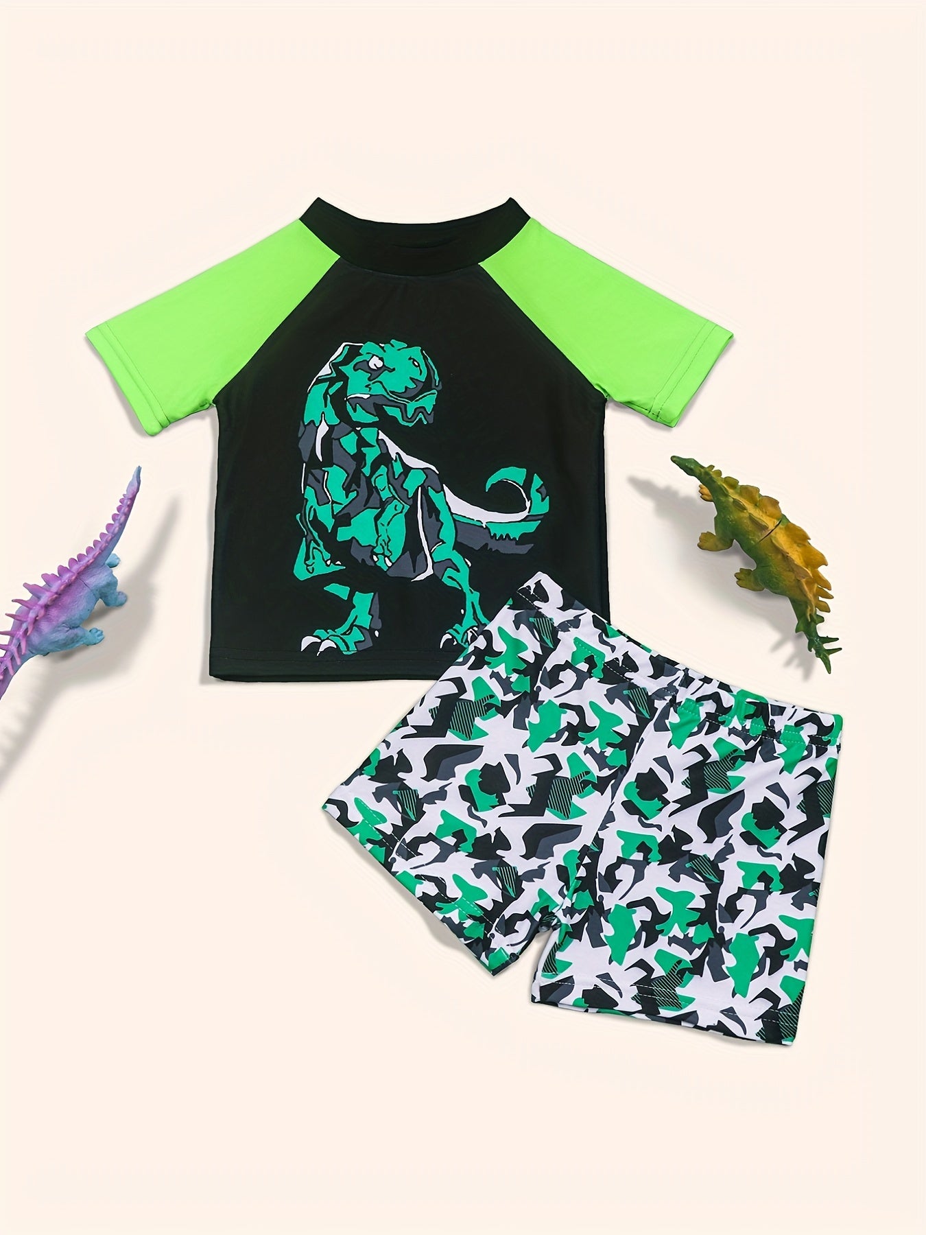 Toddler Boys Dinosaur Print Swimsuit Set Summer Clothes