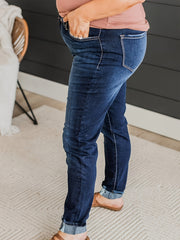 Ripped Button Fly Skinny Washed Jeans