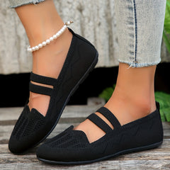 Women's Mary Janes Knitted Mesh Flat Shoes Lightweight Summer Shoes