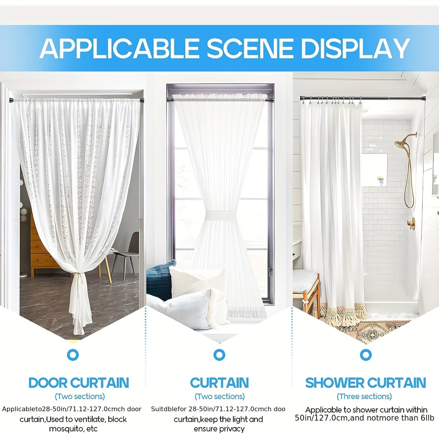 Adjustable Spring Tension Curtain Rod - Heavy Duty