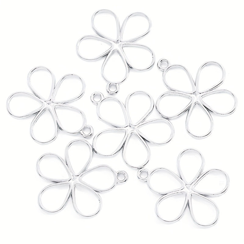 10pcs Hollow Flower Alloy Charm Pendant for DIY Jewelry Making