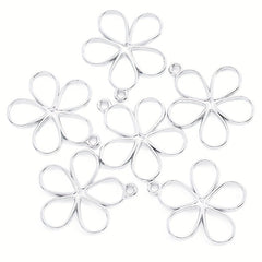 10pcs Hollow Flower Alloy Charm Pendant for DIY Jewelry Making
