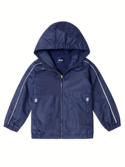 Kids Waterproof Hooded Jacket Athletic Thermal Fleece