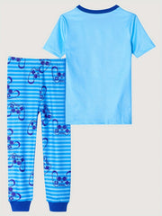 Boys Gamepad Print T-shirt & Striped Trousers Set
