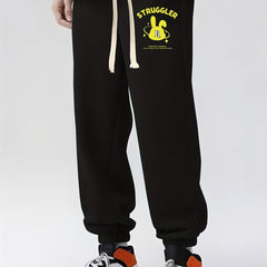 Retro Rabbit Print Drawstring Sweatpants Loose Fit Casual Joggers