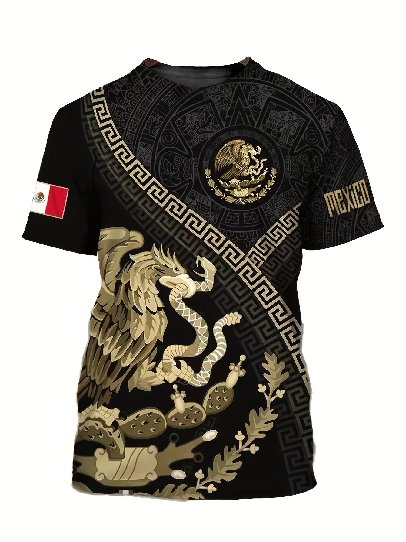 Eagle Block Print Men's Short Sleeve T-Shirt Graphic Tee Summer Clothes