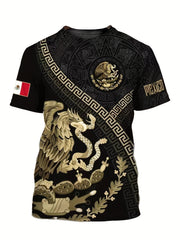 Eagle Block Print Men's Short Sleeve T-Shirt Graphic Tee Summer Clothes