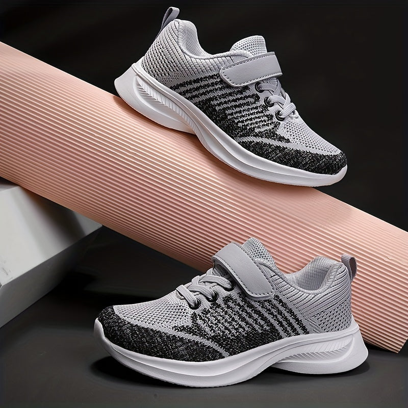 Boys Breathable Woven Knit Sneakers Casual Shock Absorption Outdoor Shoes