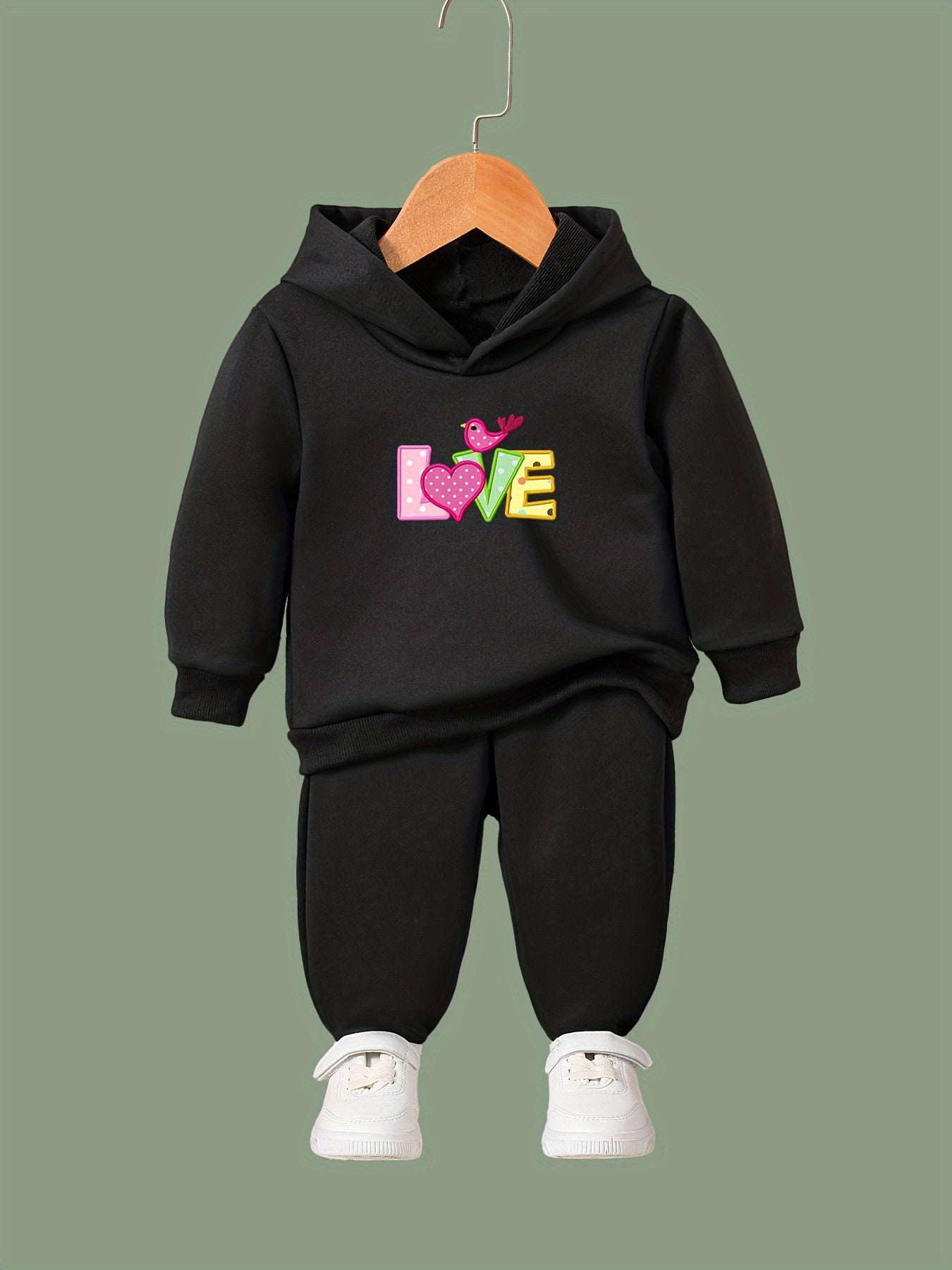 OERYUI LOVE Print Hoodies Pants Set For Spring Fall