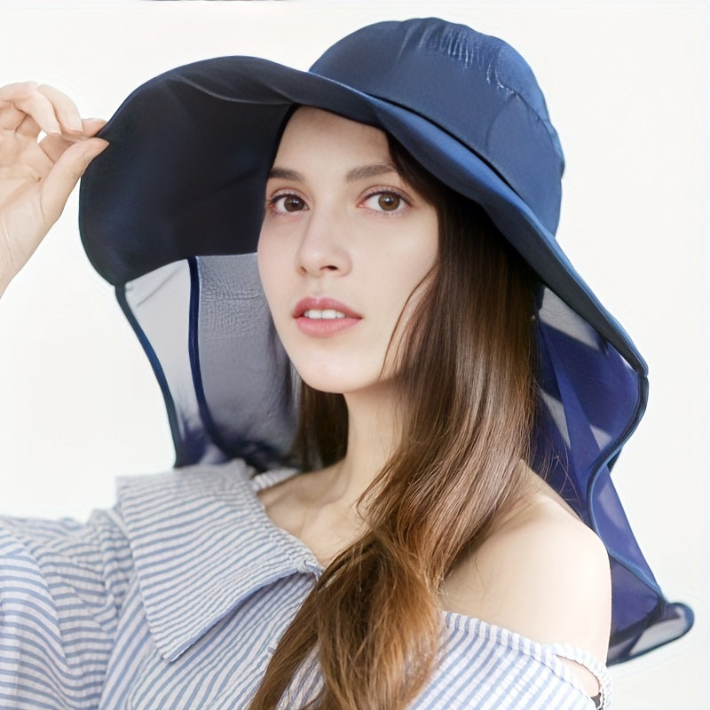 Chiffon Sun Hat with Big Bowknot UV Protection