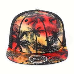 Coconut Tree Print Snapback Cap Baseball Hat for Men Women