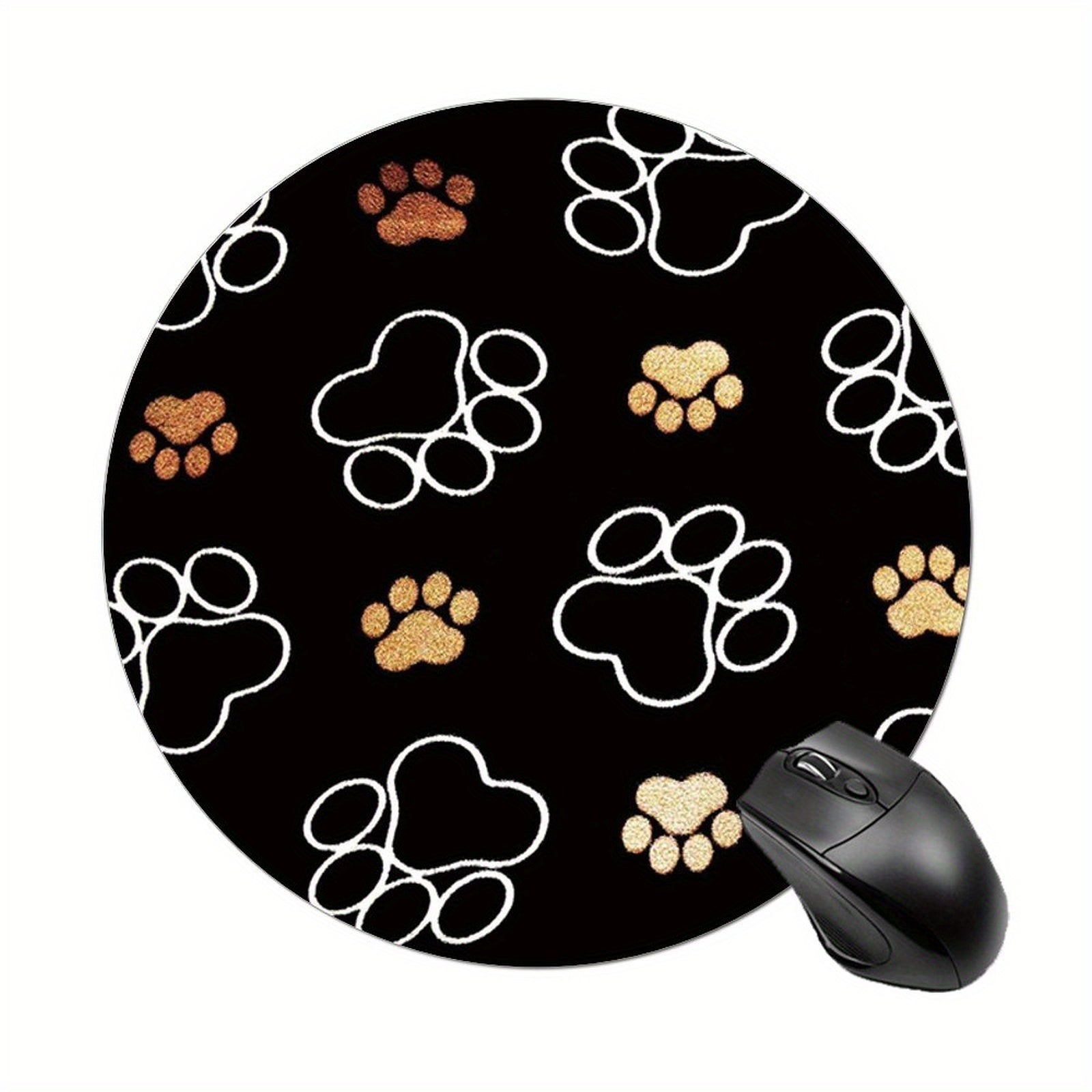 Animal Footprints Mouse Pad for Women Round Non-slip Rubber Mat