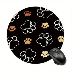 Animal Footprints Mouse Pad for Women Round Non-slip Rubber Mat