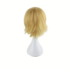 Men's 12 Inch Short Golden Anime Wig Cosplay Dress Up Chemical Fiber Wig