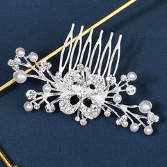 Rhinestone Faux Pearl Hair Comb Bridal Headband