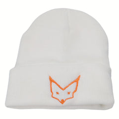 Fashionable Ear Protection Knit Beanie Hat With Animal Embroidery