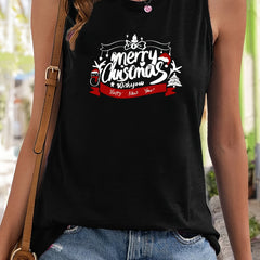 Christmas Printing Tank Top Slim Fit Sleeveless Breathable Summer Top