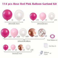Pink Balloons Garland Arch Set 114pcs for Princess Baby Shower Graduation