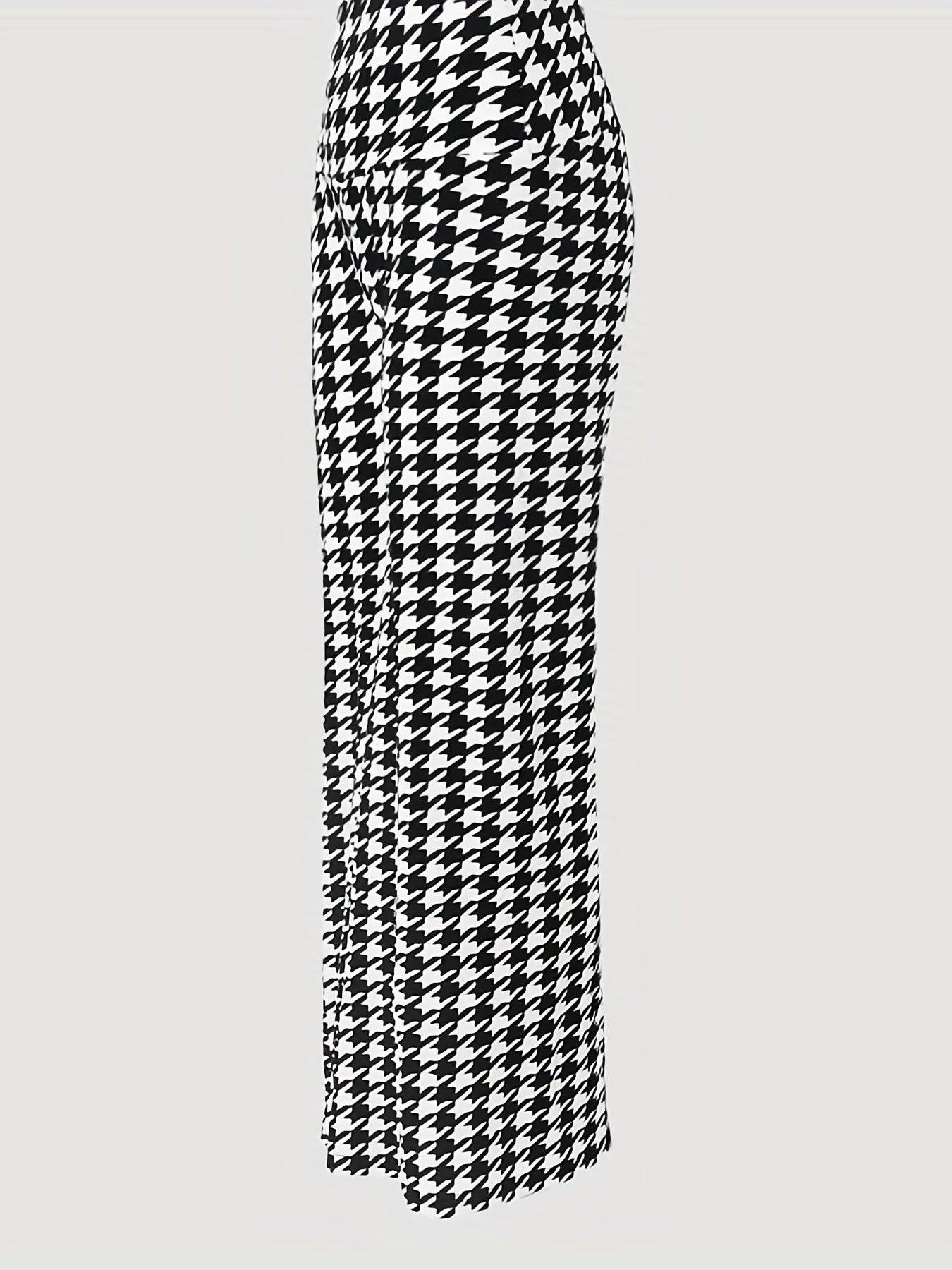 Houndstooth Wide Leg Pants High Waist Casual Spring Summer Women's Clothing