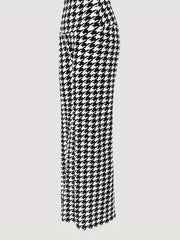 Houndstooth Wide Leg Pants High Waist Casual Spring Summer Women's Clothing