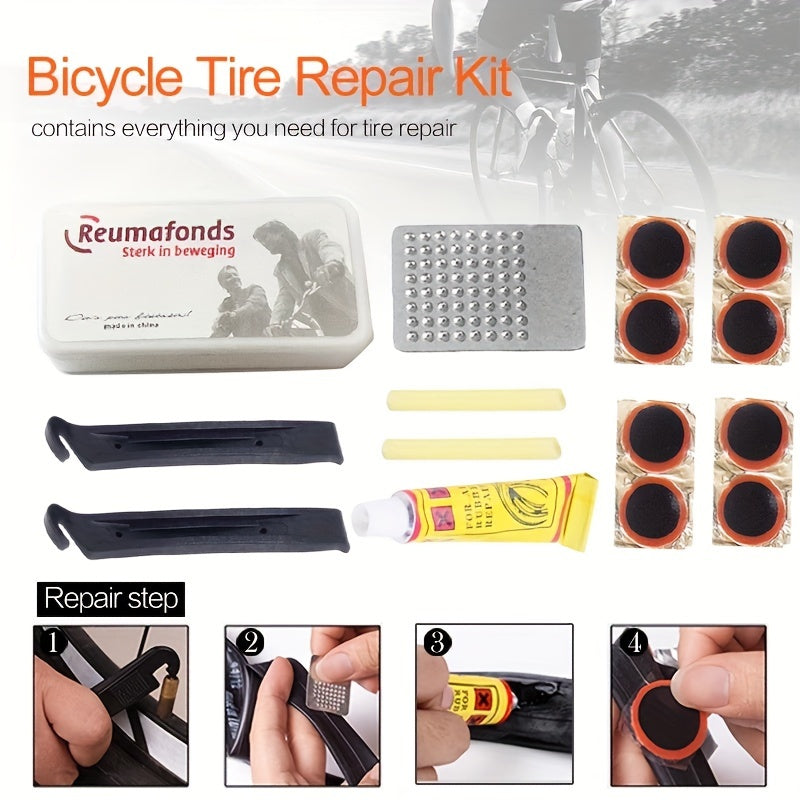 Bike Repair Kit w/ Air Pump Wrench Adhesive Tool