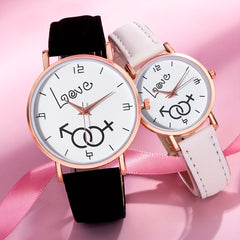 Love Couple Digital Quartz Watches PU Leather Strap