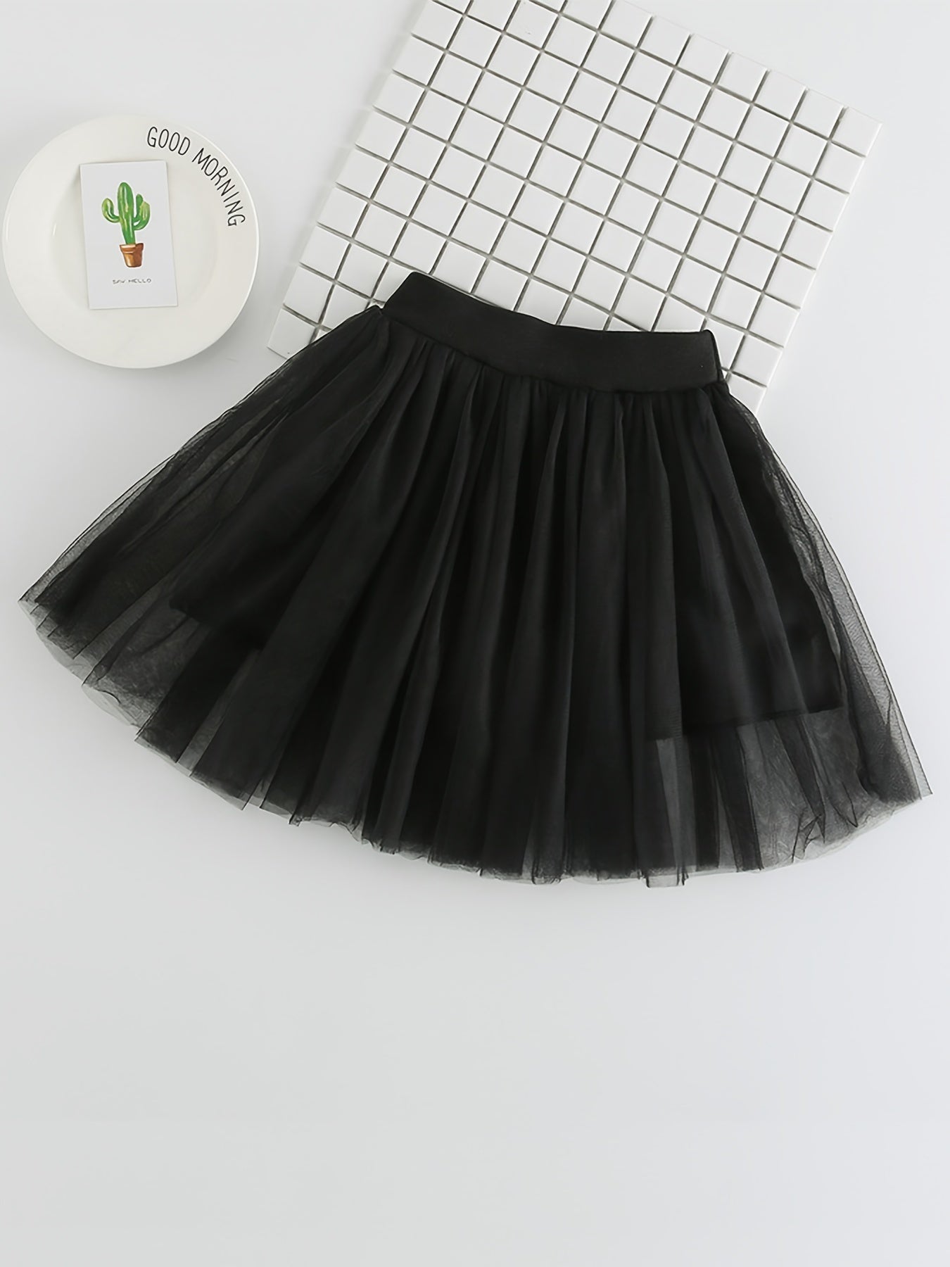Toddler Girls Solid Tutu Skirt Mesh Skirt For Ballet Dance Practice