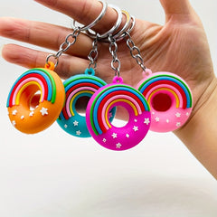 Rainbow Donut Keychain Cartoon Charm Bag/Purse Pendant Birthday Gift