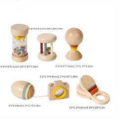 6pcs Wooden Rattle Toy Set Infant Soothing Music Toys