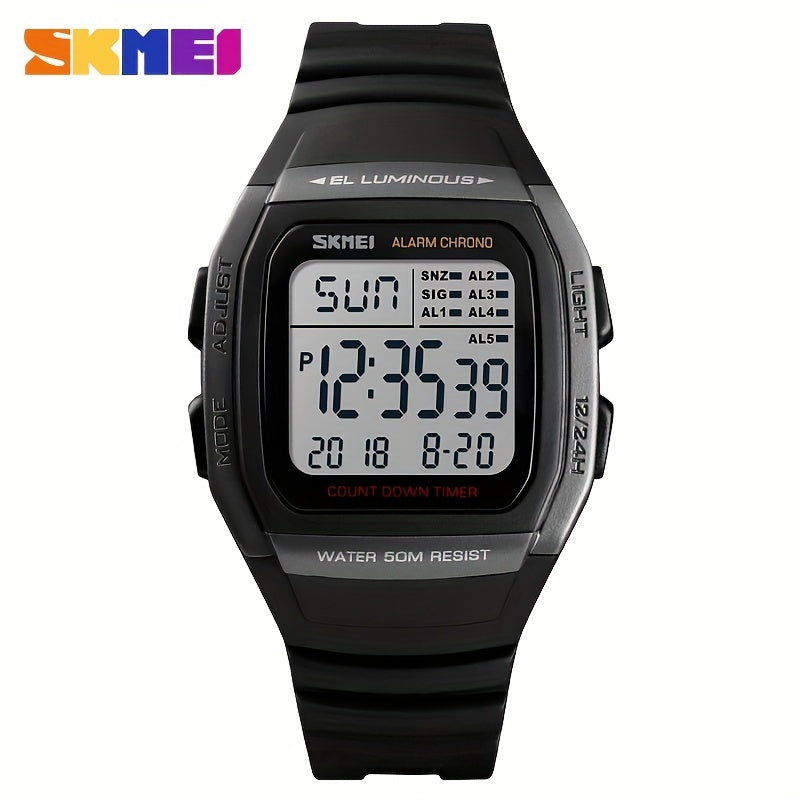 Unisex LED Luminous Sporty Style Square Wrist Watch