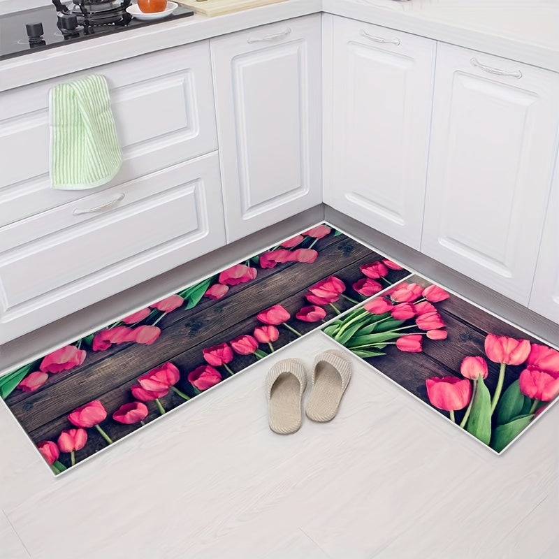 2pcs Anti Fatigue Kitchen Rug Set Non Slip Waterproof Machine Washable Carpet