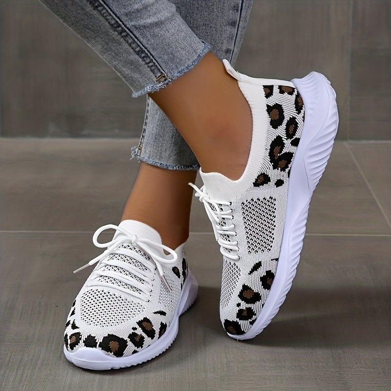 Leopard Pattern Breathable Running Shoes for Women