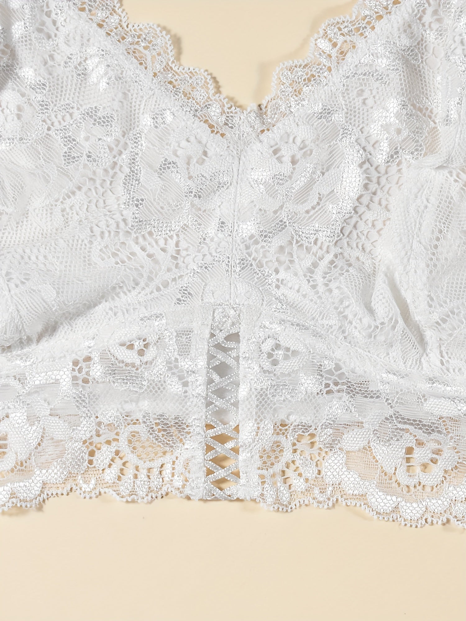 Floral Lace Wireless Bra Comfy & Cut Out Bra Women's Lingerie