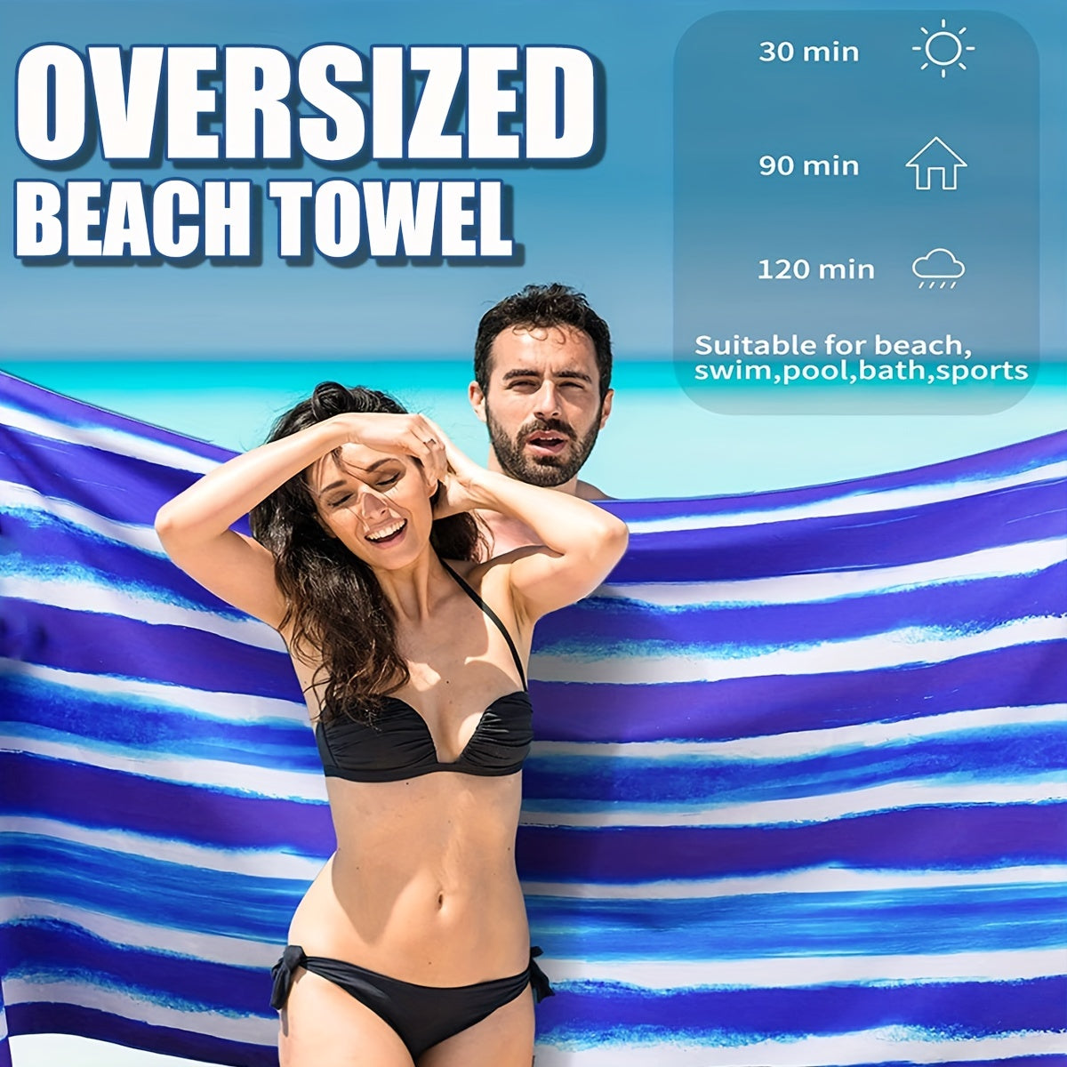 XL Printed Quick Dry Lightweight Towel for Travel Camping Fitness Swimming