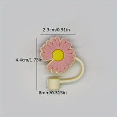 6pcs Reusable Silicone Straw Tips Cover for Party Favor Bags - Flower Design