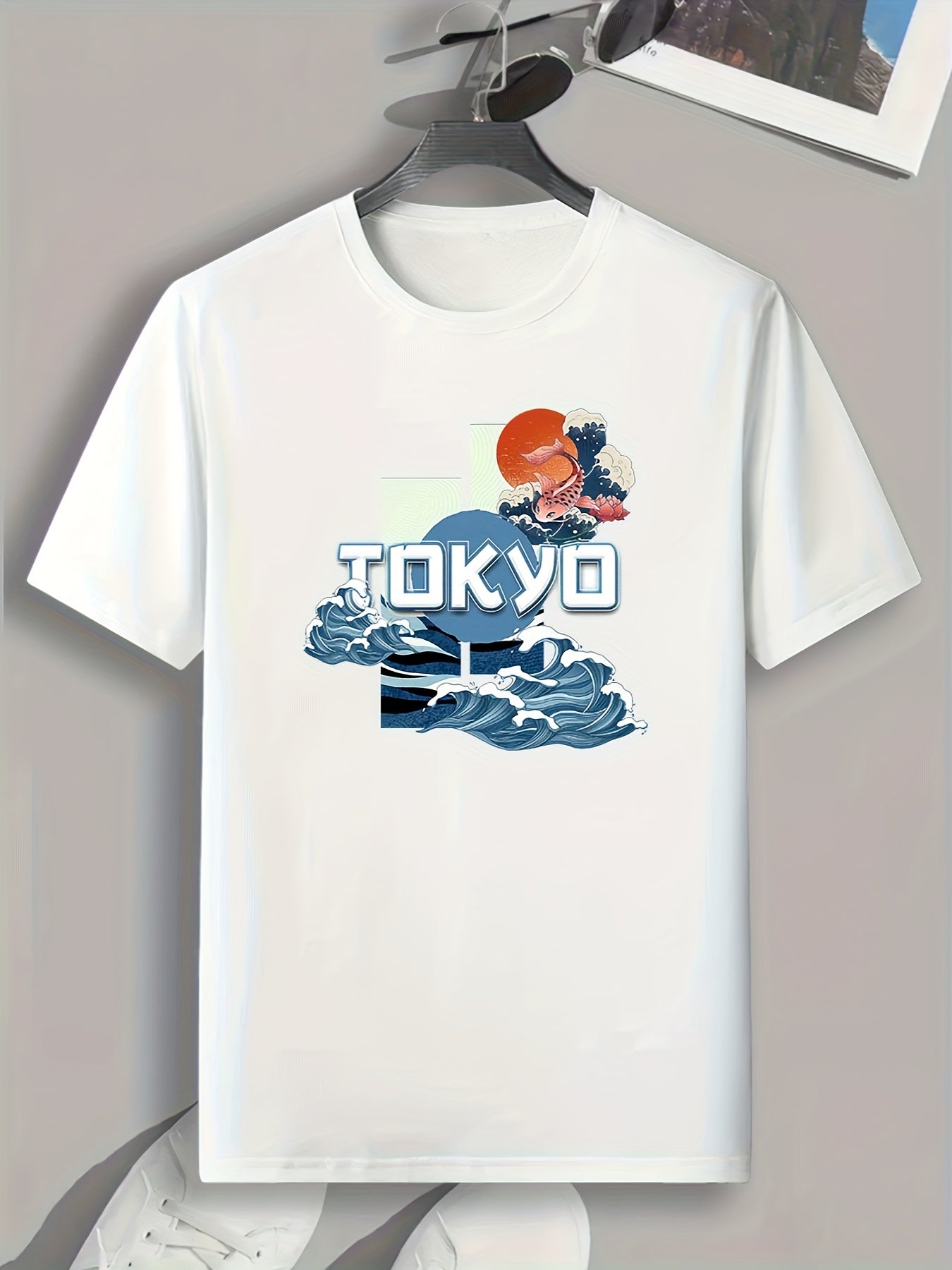 Tokyo Pattern Print Men's Comfy Sports T-shirt