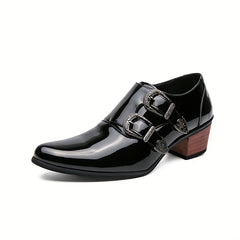 Men's Pointed Toe High Heel Double Monk Formal Shoes