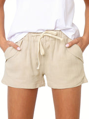 Drawstring Waist Solid Shorts High Waist Casual Shorts
