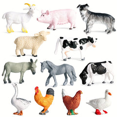 12pcs Farm Animal Figures Set Educational Toy Collection for Children 3-6 Years