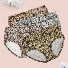 4 Pack Plus Size Leopard Print Soft Briefs Set