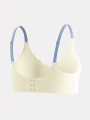 Colorblock Wireless Bra Seamless Scallop Trim Stretch Bra