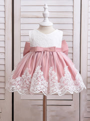 Baby Girls Lace Mesh Bowknot Sleeveless Princess Dress