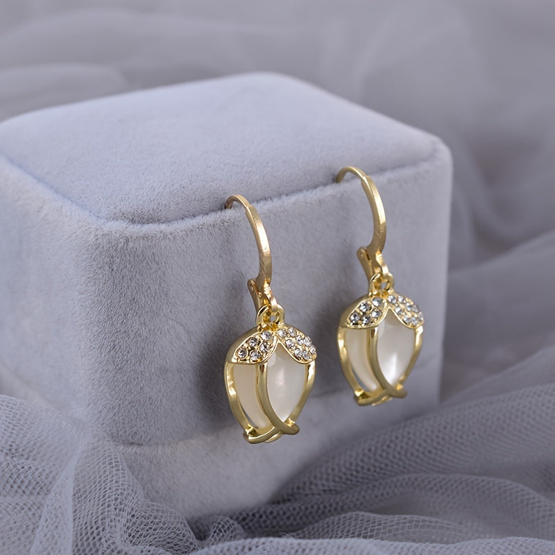 Crystal Tulip Earrings Vintage Party Jewelry Gift For Women