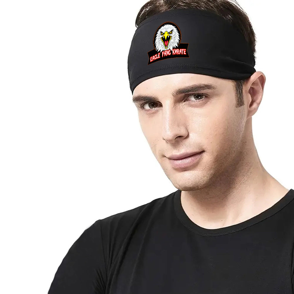 Eagle Fang Karate Headband for Men Breathable Mesh, Red Logo