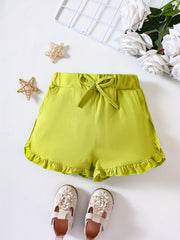 Comfy Baby Girls Ruffle Trim Loose Shorts